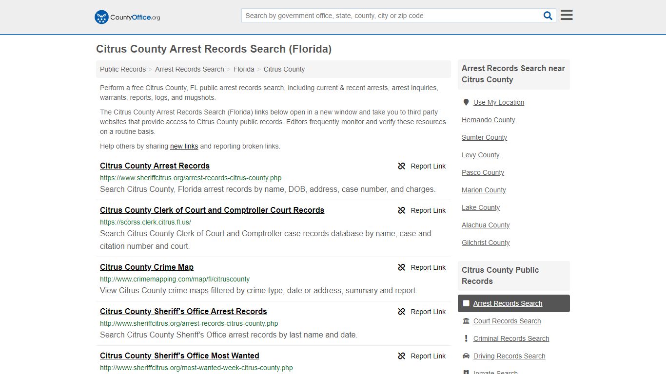 Arrest Records Search - Citrus County, FL (Arrests & Mugshots)